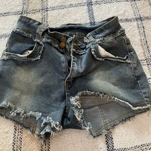 SHEIN Blue Jean Shorts Frayed Hem Distressed
